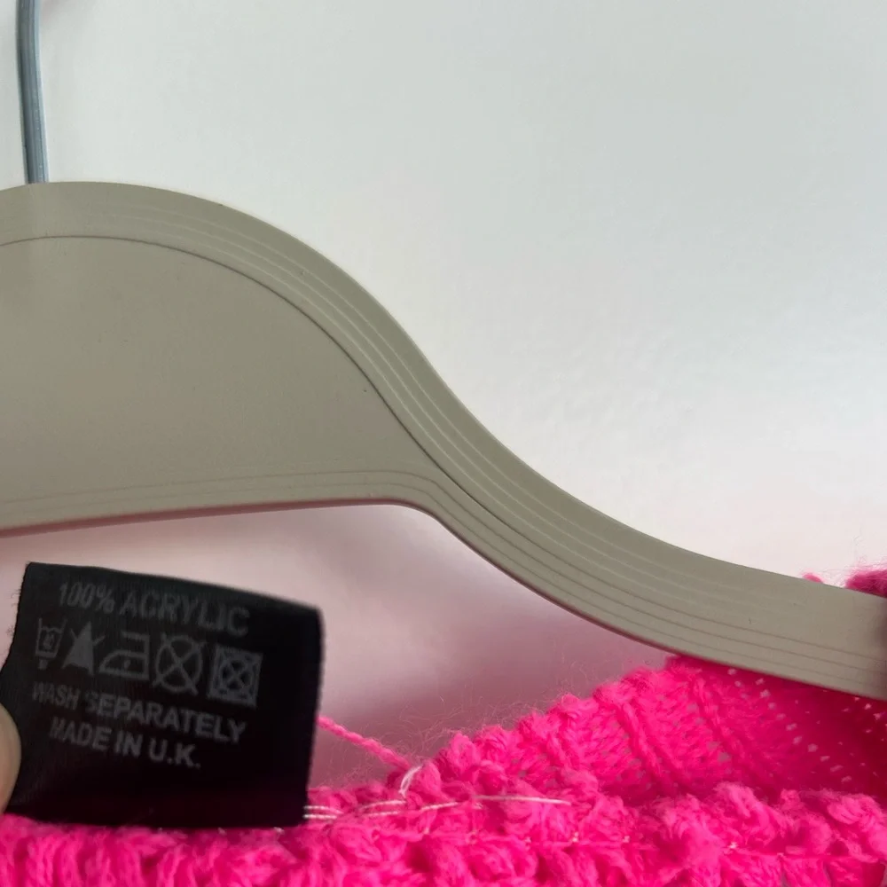 Women's Crewneck Waffle Sweater in Hot Pink - Picture 6 of 6